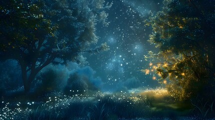 Obraz premium Enchanted Forest Night
