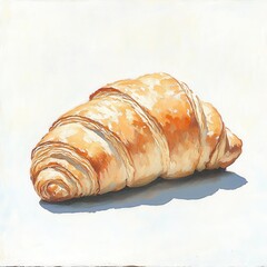 Freshly baked croissant with a golden crust, perfect for breakfast or a delightful snack.