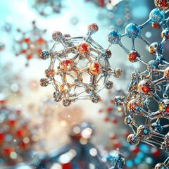An abstract representation of molecular structures in vibrant colors, showcasing the beauty of scientific discovery and innovation.