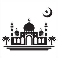 mosque icon vector illustration silhouettes with white background