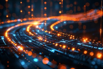 Vibrant neon colors illustrating the concept of big data in a digital wave environment