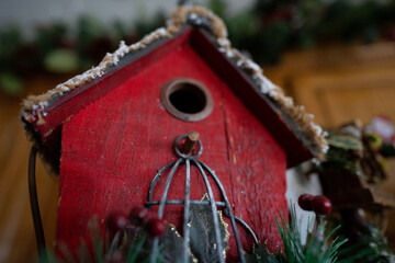 Christmas Red Bird House
