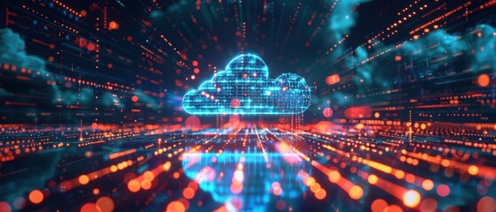 Futuristic Cloud Computing Network Visualization in  Hologram with Illuminated Data Pathways