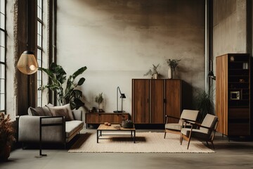 Modern Minimalist Loft Living Room Interior Design