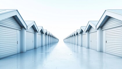 Obraz premium Minimalist real estate concept featuring a series of white houses against a plain background