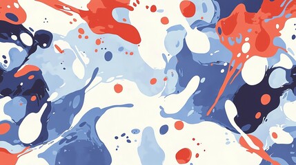 Abstract blue, red, and white marbled background.