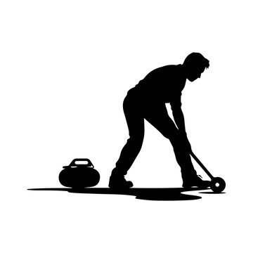 recommend clip art: vector silhouette of a Curling