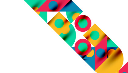 Colorful triangles circles square geometric design. Abstract background for wallpaper, banner, backdrop, card, book Illustration, landing page