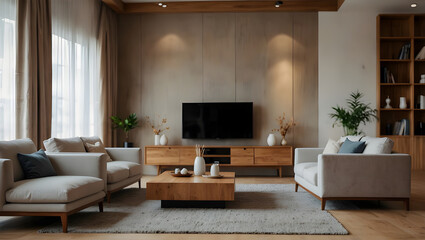 Abstract blur living room area interior for background.