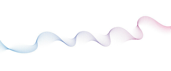Flowing Dot Wave halftone gradient pattern on transparent background