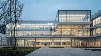 Obraz premium Modern university building with glass walls