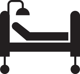 Hospital bed icon in trendy flat style. Patient bed vector. Medical treatment. stretcher bed, recovery filled style suitable for mobile app, and website UI design isolated on transparent background.