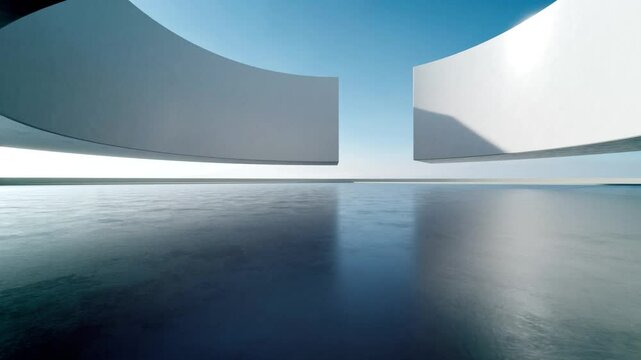 3d render of abstract curve structure futuristic architecture with empty concrete floor