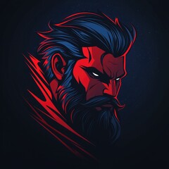 Fierce demonic creature with piercing red eyes and sharp fangs in the darkness