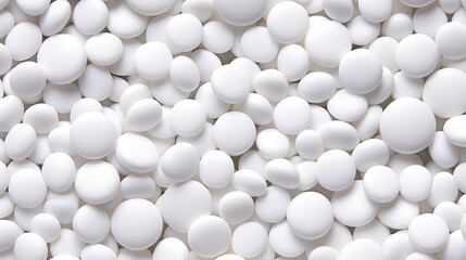 Top view  of White round pills drug and medicine , a Health and medical , Cure.