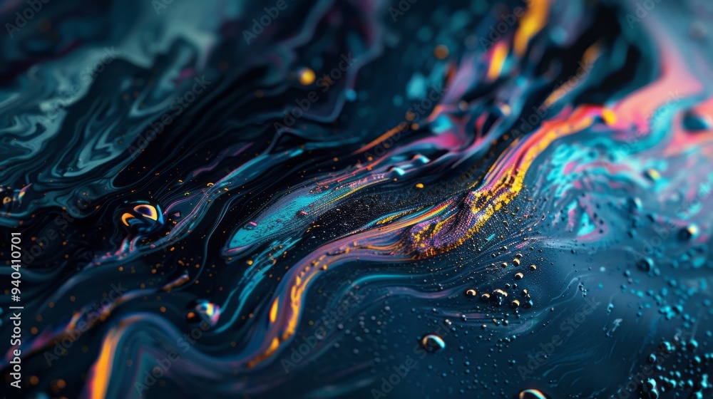 Canvas Prints vibrant liquid abstract background with flowing swirls of colorful paint, dynamic fluid art with mar