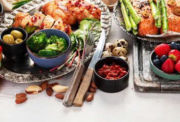 Various ketogenic diet meal .
