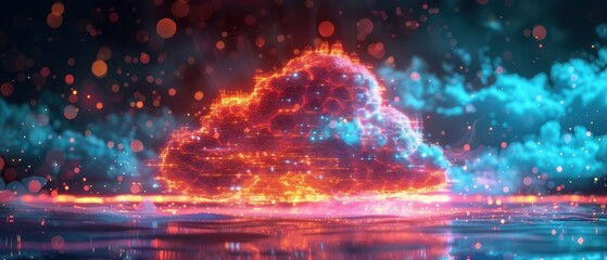 Fototapeta premium Futuristic Hologram Displaying Dynamic Data in Cloud Computing Concept