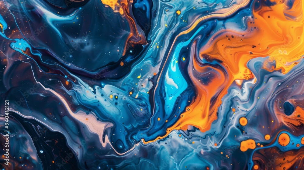 Canvas Prints vibrant liquid abstract background with flowing swirls of colorful paint, dynamic fluid art with mar
