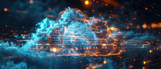 Obraz premium Futuristic Hologram of Cloud Computing Connections in Clarity