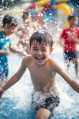 Children playing in water parks