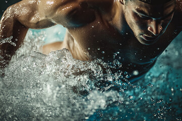 Swimmer in the studio preparing to jump