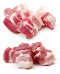 Pork belly on white background