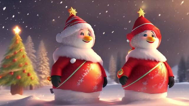 santa claus and snowman ,generative ai