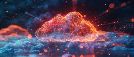 Futuristic High- Hologram of Cloud Computing Network Connection Concept