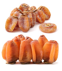 dried persimmon on white background 