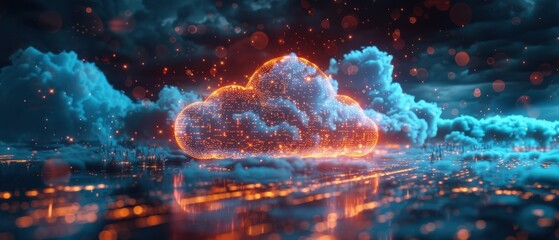 Fototapeta premium Futuristic Cloud Computing Concept in Hologram - High Definition Technology