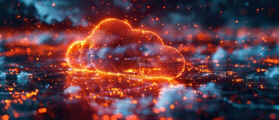 Futuristic Ultra High Definition 3D Hologram of Cloud Network in 8K UHD Resolution