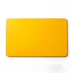 A yellow desk mat resting flat and centered on a pristine white background creating a minimalist and sophisticated office or workspace accessory