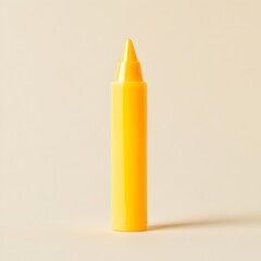 Upright yellow highlighter office supply item isolated on a plain light background  Graphic design minimalist concept with simple geometric shape and color
