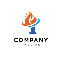 Letter I Flame logo icon vector