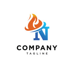 Letter N Flame logo icon vector