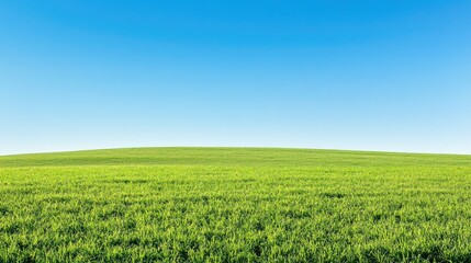 Obraz premium Lush green meadow under clear blue sky