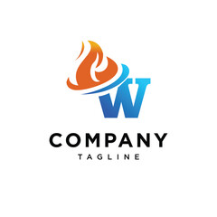 Letter W Flame logo icon vector