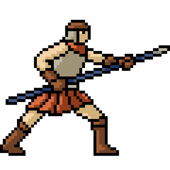 Obraz premium pixel art of soldier spear battle