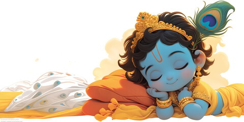  Happy Krishna Janmashtami, Baby Krishna with Lord Krishna with peacock feather and flute