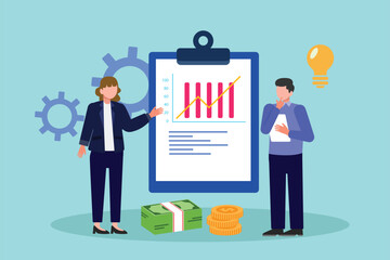 Budget planning concept. Colored flat vector illustration isolated.