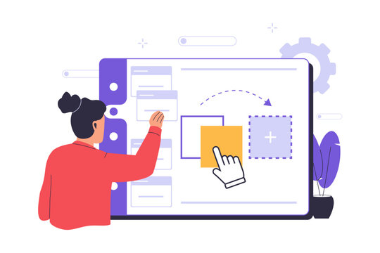 Flat design of drag and drop concept. Illustration for websites, landing pages, mobile applications, posters and banners. Trendy flat vector illustration