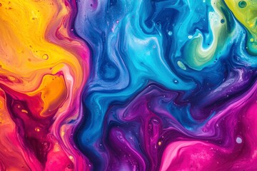Obraz premium Colorful abstract liquid glass background. wallpaper neon. Fluid painting abstract texture. Intensive colorful mix of acrylic neon colors, ai