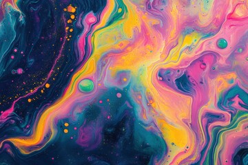Colorful abstract liquid glass background. wallpaper neon. Fluid painting abstract texture. Intensive colorful mix of acrylic neon colors, ai