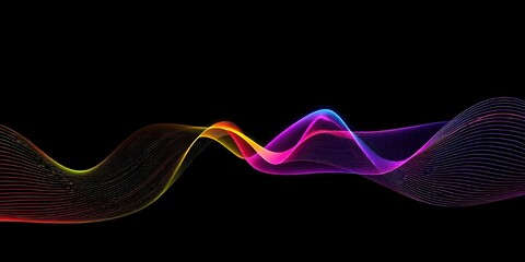 Vibrant Abstract Waveform on Black Background