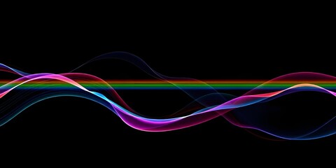 Obraz premium Colorful Abstract Light Waves on Black Background