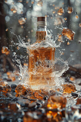 Light brown liquid are splashing around.