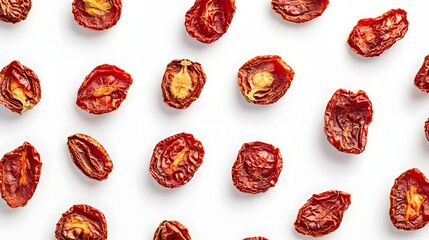 Fototapeta premium 35. A close-up view of dried tomato seeds on a white backdrop