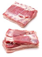 Pork belly on white background