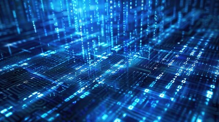 Abstract digital background with binary code and ai computations: a captivating visual representation showcasing the intricate interplay of technological advancement and digital innovation